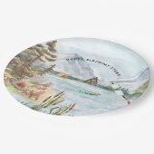 Happy Camper | Camping Birthday Party Papieren Bordje (Gekanteld)