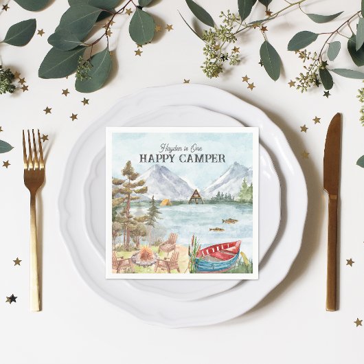 Happy Camper | Camping Birthday Party Servet