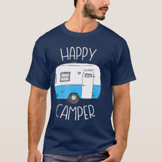 Happy Camper Camping Blue Boler Trailer kamp T-shirt