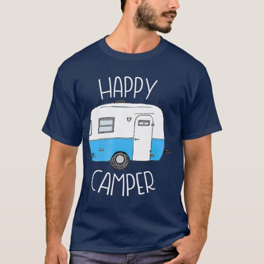 Happy Camper Camping Blue Boler Trailer kamp T-shirt (Voorkant)