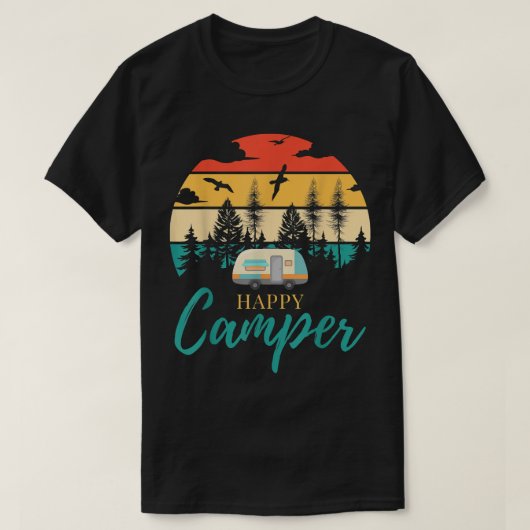 Happy Camper Camping Funny Camping Lovers Mannen W T-shirt (Design voorkant)