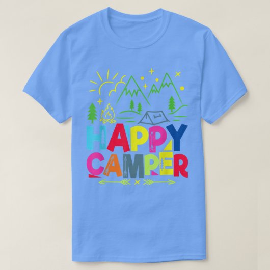 Happy Camper Camping Funny Gift Mannen Vrouwen T-shirt (Design voorkant)
