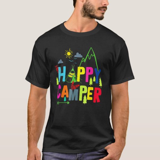 Happy Camper Camping Funny Gift Men Women Kids T-shirt (Voorkant)