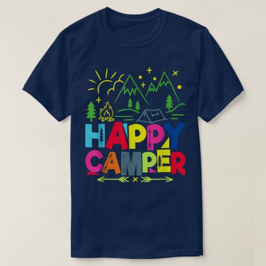 Happy Camper Camping Funny Gifts Mannen Vrouwen Ki T-shirt (Design voorkant)