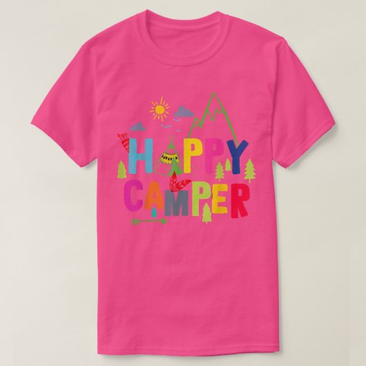 Happy Camper Camping Funny Mannen Vrouwen T-shirt (Design voorkant)