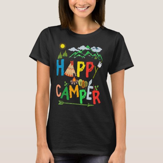 Happy Camper Camping Mannen Vrouwen Kinder 21 T-shirt (Voorkant)