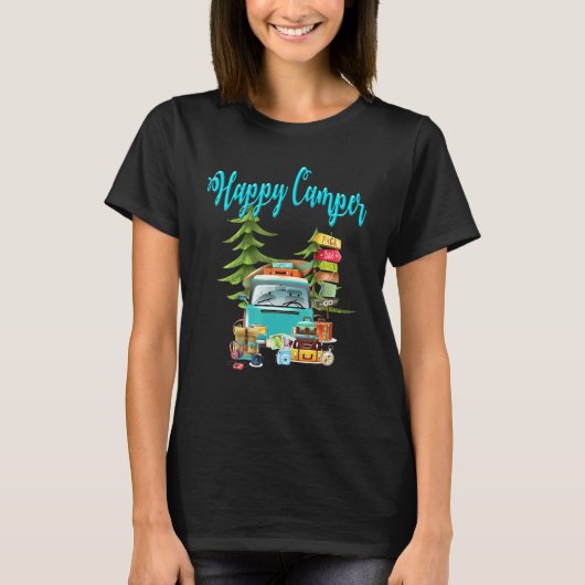 Happy Camper Camping Roadtrip T-shirt (Voorkant)