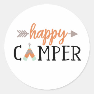 Happy Camper, Camping Ronde Sticker