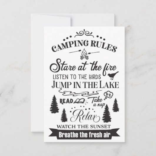 Happy Camper Camping Rules Bedankkaart (Voorkant)