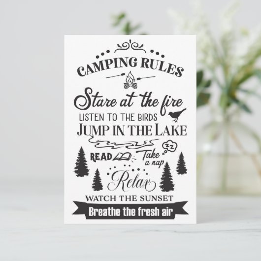 Happy Camper Camping Rules Bedankkaart (Staand voorkant)