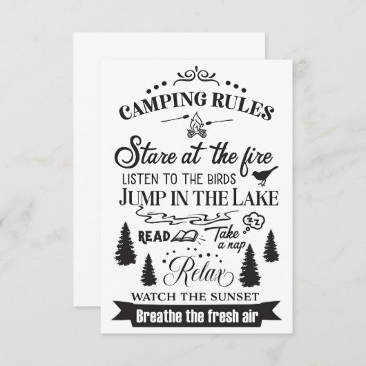 Happy Camper Camping Rules Bedankkaart (Voorkant / Achterkant)