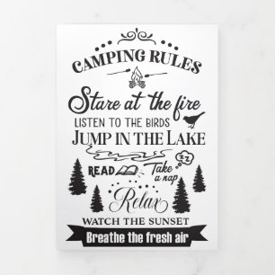 Happy Camper Camping Rules Drieluik Kaart