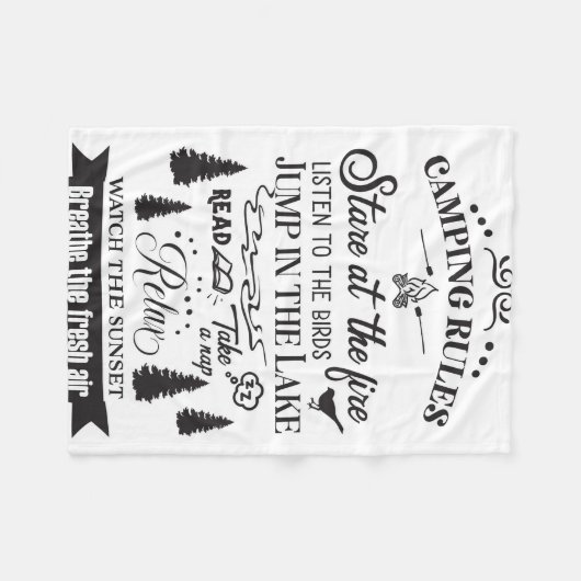 Happy Camper Camping Rules Fleece Deken (Voorkant (Horizontaal))