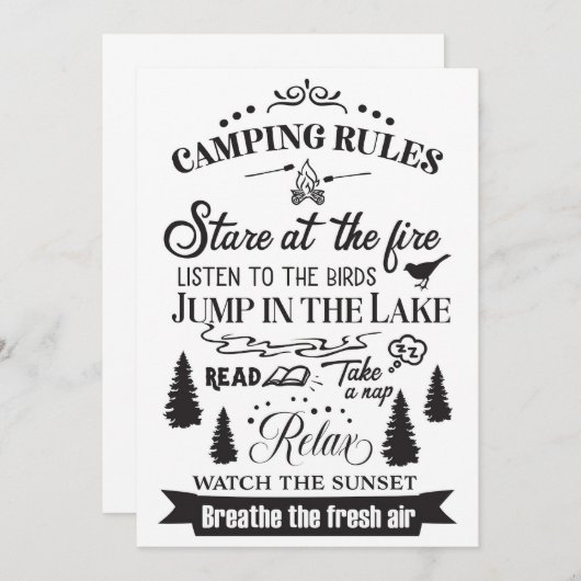 Happy Camper Camping Rules Save The Date (Voorkant / Achterkant)