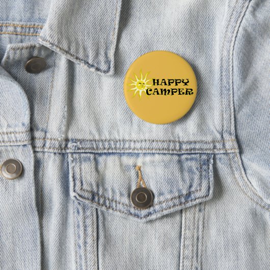 Happy Camper Camping Sunshine Button (In situ)