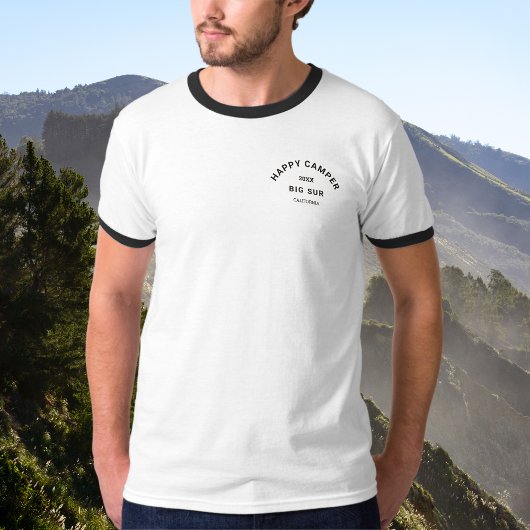 Happy Camper Camping Trip Zwart Ringer T-shirt