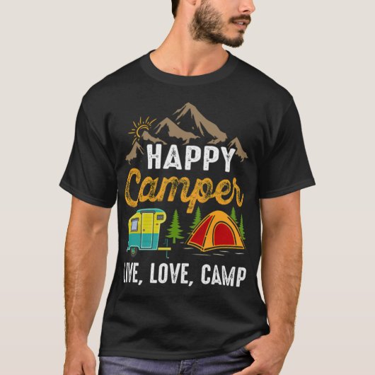 Happy Camper Camping Wandelcadeau T-shirt (Voorkant)