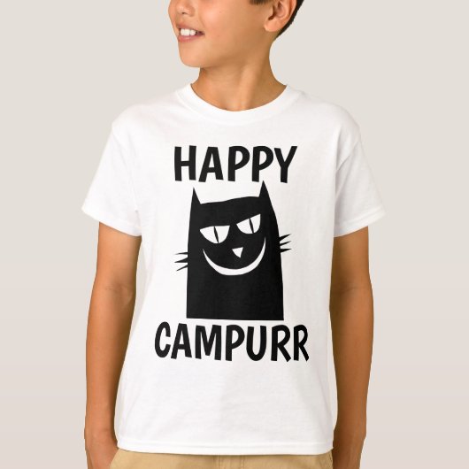 Happy Camper, Campurr Funny Cat T-shirts (Voorkant)