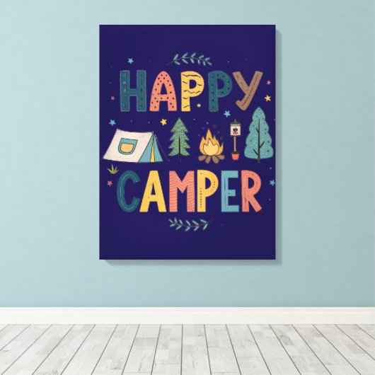 Happy Camper Canvas Print (Insitu (Houten vloer))