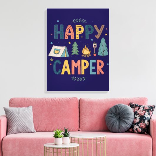 Happy Camper Canvas Print (Insitu (Woonkamer))