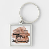 Happy camper caravan trailer boho abstract sleutelhanger (Voorkant)