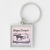 Happy camper caravan trailer park bij schemering sleutelhanger (Voorkant)