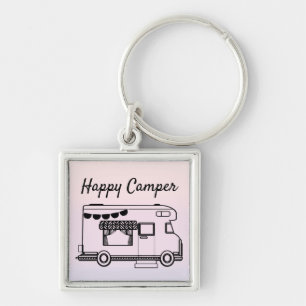 Happy camper caravan trailer park bij schemering sleutelhanger