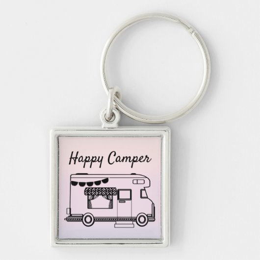 Happy camper caravan trailer park bij schemering sleutelhanger (Voorkant)