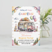 Happy Camper Celebration Invitation Kaart (Staand voorkant)