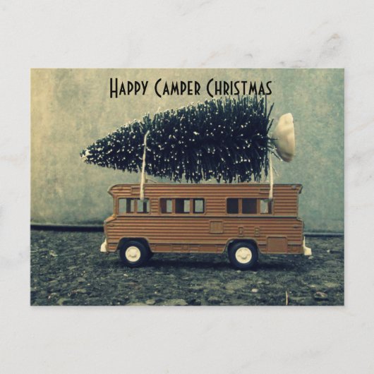 Happy Camper Christmas Bottlebrush Tree Feestdagenkaart (Voorkant)