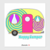 Happy camper colorful rv camper trailer sticker (Vel)
