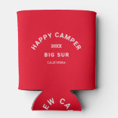 Happy Camper Crest Camping Crew Retro Rood Blikjeskoeler (Achterkant)
