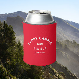 Happy Camper Crest Camping Crew Retro Rood Blikjeskoeler