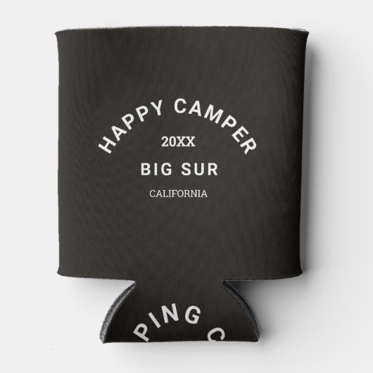 Happy Camper Crest Camping Crew  Zwart Blikjeskoeler (Voorkant)