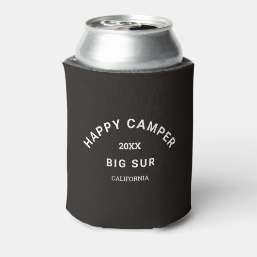 Happy Camper Crest Camping Crew  Zwart Blikjeskoeler (Blikje Achterkant)