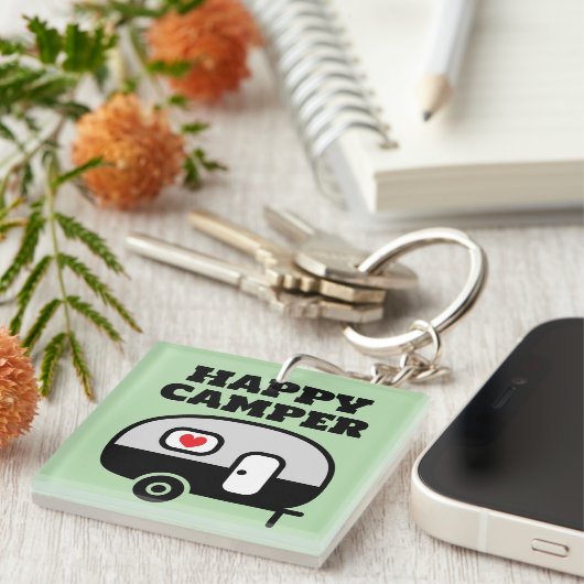 Happy Camper cute keychain for RV mobile home (Voorkant Rechts)