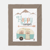 Happy Camper Cute RERV Fleece Deken (Voorkant)