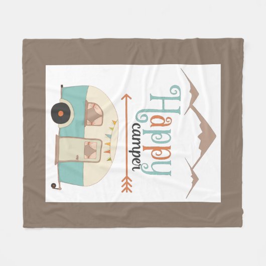 Happy Camper Cute RERV Fleece Deken (Voorkant (Horizontaal))