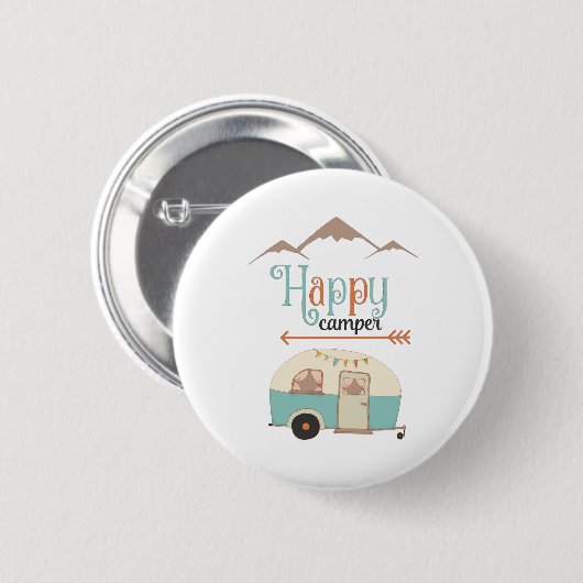 Happy Camper Cute RERV Ronde Button 5,7 Cm (Voorkant /achterkant)