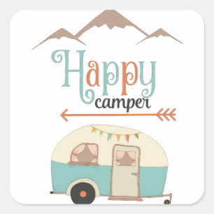 Happy Camper Cute RERV Vierkante Sticker