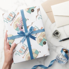 HAPPY CAMPER Cute Retro RV Cadeaupapier