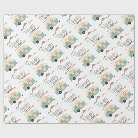 HAPPY CAMPER Cute Retro RV Cadeaupapier (Vlak)