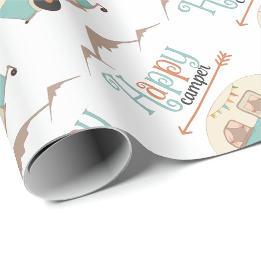HAPPY CAMPER Cute Retro RV Cadeaupapier (Rol Hoek)