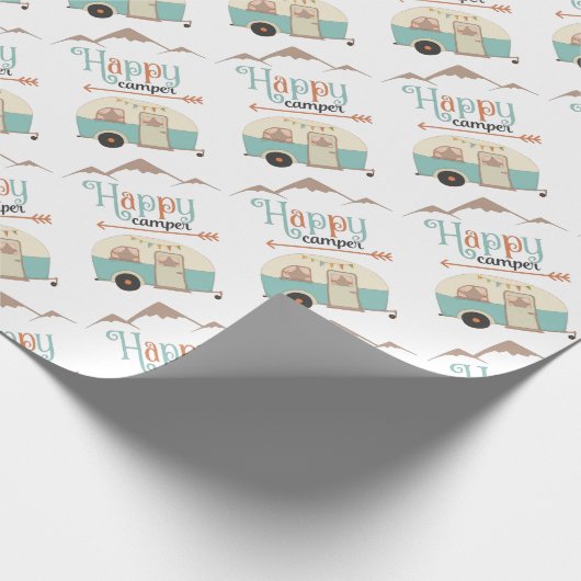 HAPPY CAMPER Cute Retro RV Cadeaupapier (Hoek)