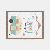 HAPPY CAMPER Cute Retro RV Fleece Deken (Voorkant (Horizontaal))