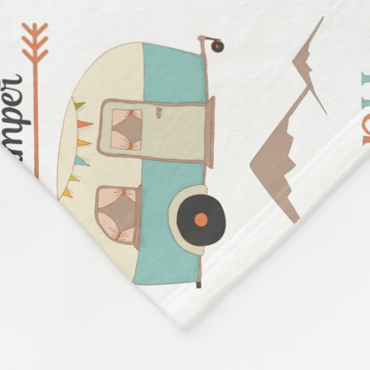 HAPPY CAMPER Cute Retro RV Fleece Deken (Hoek)