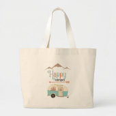 HAPPY CAMPER Cute Retro RV Grote Tote Bag (Voorkant)