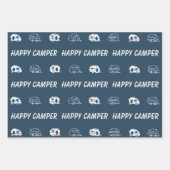 Happy Camper Cute Retro RV in Blue, Red en Green Inpakpapier Vel (Voorkant)