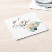 HAPPY CAMPER Cute Retro RV Kartonnen Onderzetters (Schuin)