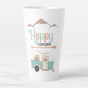 Happy Camper Cute Retro RV  Latte Mok